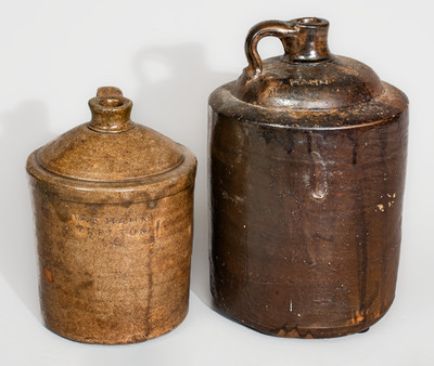Two Glazed Stoneware Shoulder Jugs, W.F. Hahn, Trenton, SC, fourth quarter 19th century