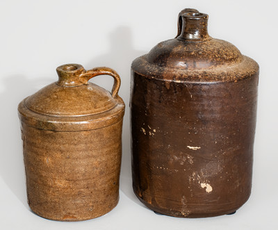 Two Glazed Stoneware Shoulder Jugs, W.F. Hahn, Trenton, SC, fourth quarter 19th century