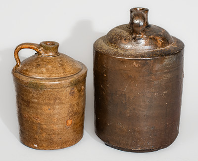 Two Glazed Stoneware Shoulder Jugs, W.F. Hahn, Trenton, SC, fourth quarter 19th century