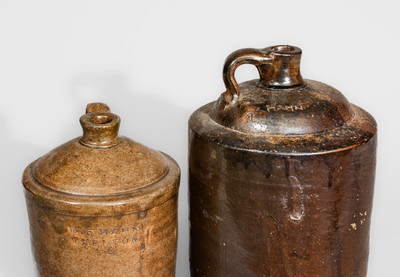 Two Glazed Stoneware Shoulder Jugs, W.F. Hahn, Trenton, SC, fourth quarter 19th century