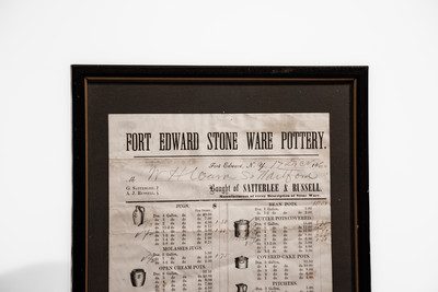 Framed FORT EDWARD STONEWARE POTTERY Billhead, 1860