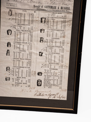 Framed FORT EDWARD STONEWARE POTTERY Billhead, 1860