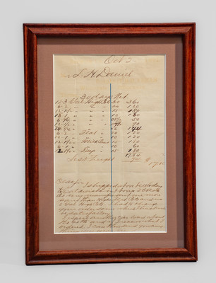 Framed B.D. FREAS Wholesale Stoneware Billhead, 1891