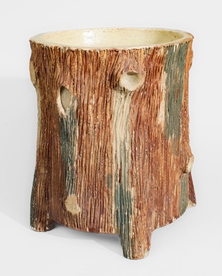 Rare "JW Moore / East Canton. O / The Stark Brick Co / Aug 1935" Stump-Form Flowerpot