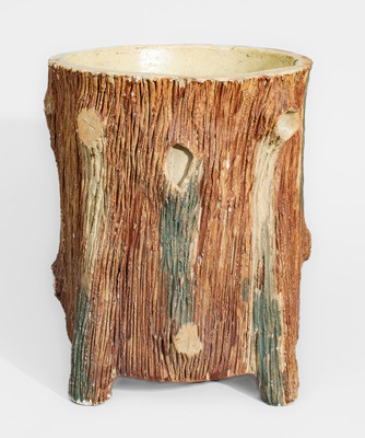 Rare "JW Moore / East Canton. O / The Stark Brick Co / Aug 1935" Stump-Form Flowerpot