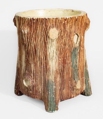 Rare "JW Moore / East Canton. O / The Stark Brick Co / Aug 1935" Stump-Form Flowerpot