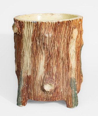 Rare "JW Moore / East Canton. O / The Stark Brick Co / Aug 1935" Stump-Form Flowerpot