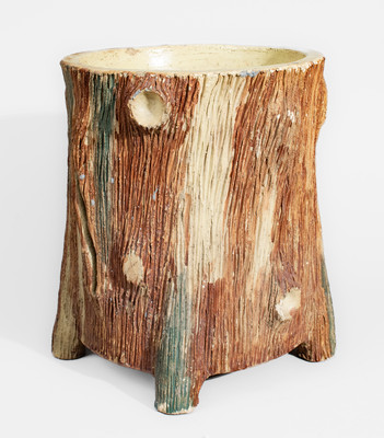 Rare "JW Moore / East Canton. O / The Stark Brick Co / Aug 1935" Stump-Form Flowerpot