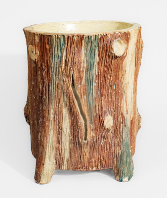 Rare "JW Moore / East Canton. O / The Stark Brick Co / Aug 1935" Stump-Form Flowerpot