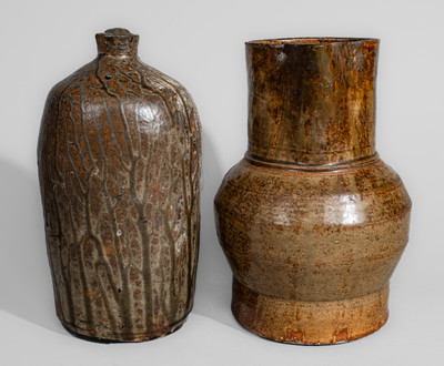 Two Pieces of Southern Alkaline-Glazed Stoneware, second half 19th century