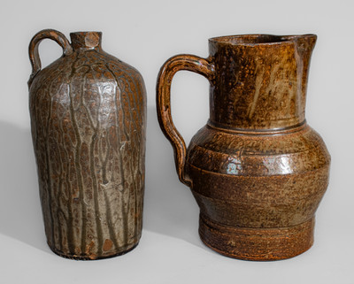 Two Pieces of Southern Alkaline-Glazed Stoneware, second half 19th century