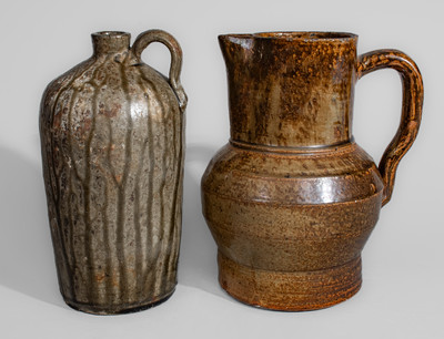 Two Pieces of Southern Alkaline-Glazed Stoneware, second half 19th century
