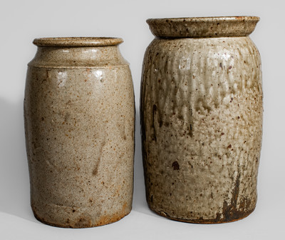 Two Alkaline-Glazed Edgefield District, South Carolina Stoneware Jars