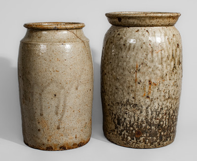 Two Alkaline-Glazed Edgefield District, South Carolina Stoneware Jars