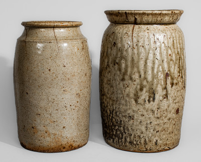 Two Alkaline-Glazed Edgefield District, South Carolina Stoneware Jars
