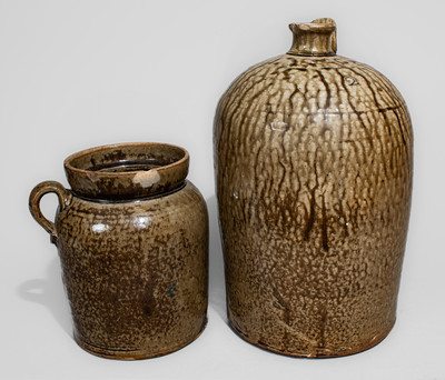 Two Pieces of Alkaline-Glazed Stoneware attrib. W.F. Hahn Pottery, Trenton, SC