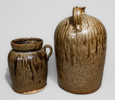 Two Pieces of Alkaline-Glazed Stoneware attrib. W.F. Hahn Pottery, Trenton, SC