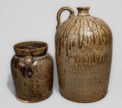 Two Pieces of Alkaline-Glazed Stoneware attrib. W.F. Hahn Pottery, Trenton, SC