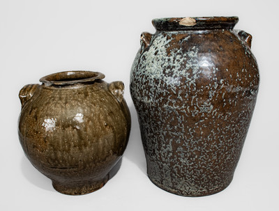 Two Alkaline-Glazed Southern Stoneware Jars, 19th - 20th centuries