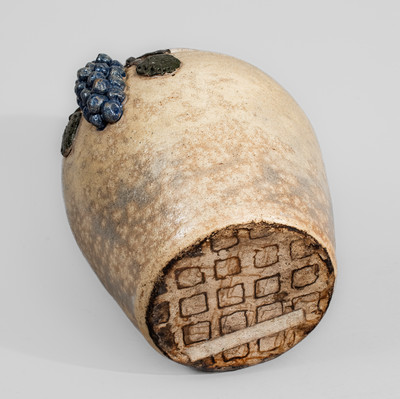 Glazed Stoneware Jar w/ Applied Grapes Motif, attrib. Arie Meaders, Cleveland, GA, circa 1960s