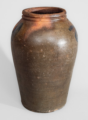 Attrib. Brown family, Alleghany County, VA Stoneware Jar w/ Cobalt Floral Decoration