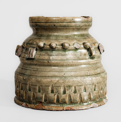 Extremely Rare Edgefield Dist, SC Stoneware Jar w/ Impressed and Incised Decoration, possibly Thomas Chandler