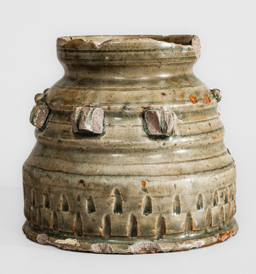 Extremely Rare Edgefield Dist, SC Stoneware Jar w/ Impressed and Incised Decoration, possibly Thomas Chandler