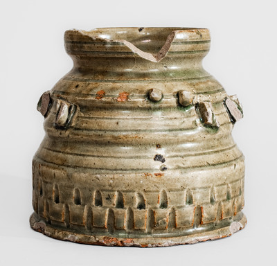 Extremely Rare Edgefield Dist, SC Stoneware Jar w/ Impressed and Incised Decoration, possibly Thomas Chandler