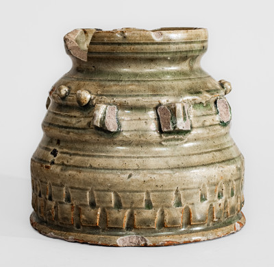 Extremely Rare Edgefield Dist, SC Stoneware Jar w/ Impressed and Incised Decoration, possibly Thomas Chandler