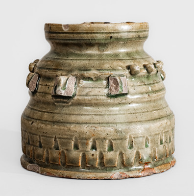 Extremely Rare Edgefield Dist, SC Stoneware Jar w/ Impressed and Incised Decoration, possibly Thomas Chandler