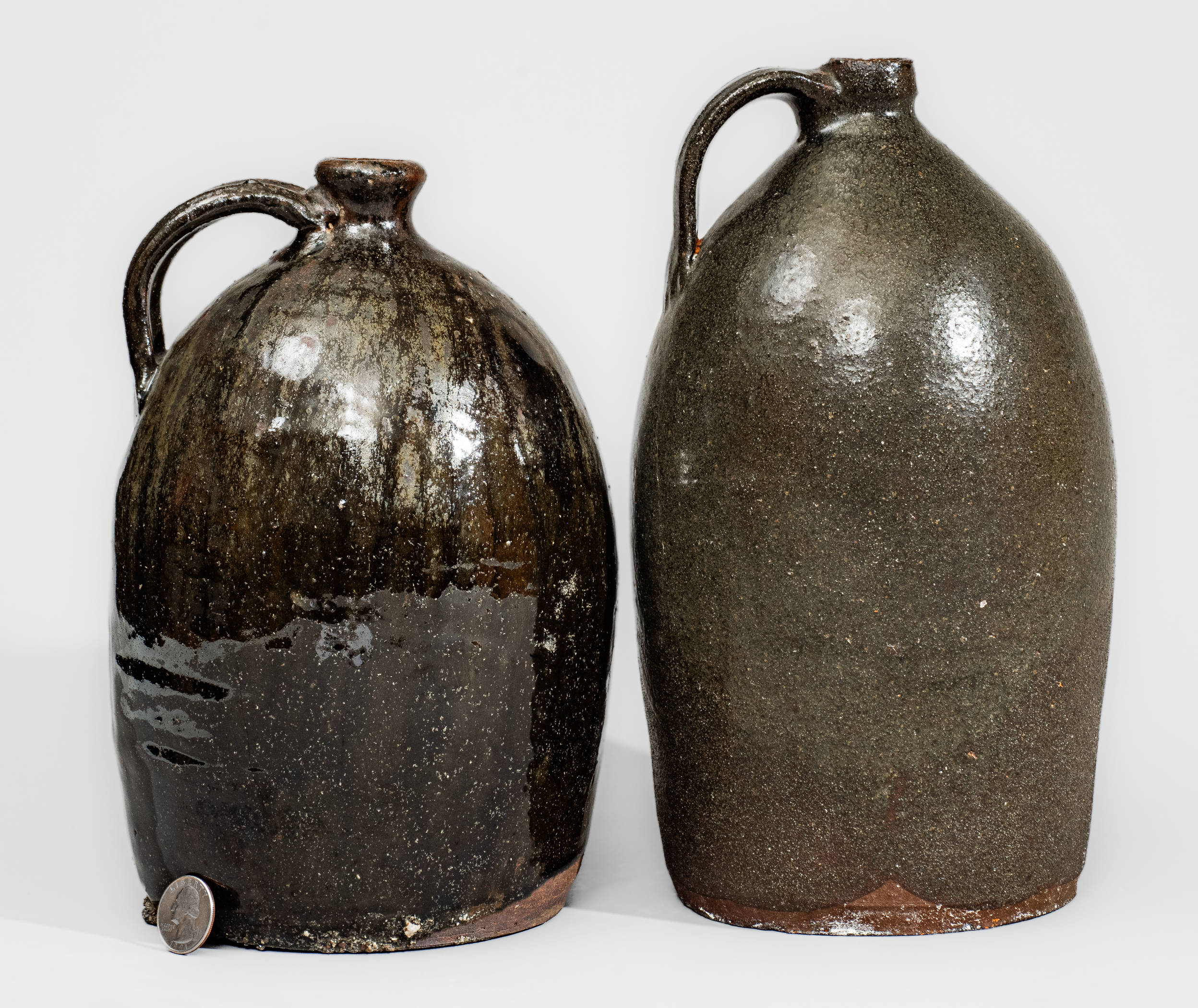 ポジャギNo.57 Two Alkaline-Glazed Upstate SC Stoneware Jugs, late 19th or early