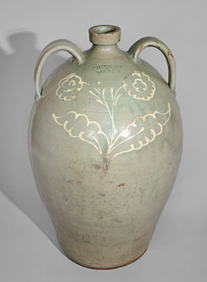 Exceptional CHANDLER / MAKER Five-Gallon Double-Handled Stoneware Jug, Kirksey's Crossroads, Edgefield District, SC
