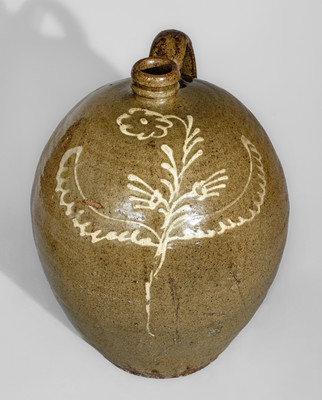 Rare attrib. Collin Rhodes, Edgefield District, SC Three-Gallon Stoneware Jug w/ Two-Color Slip Decoration