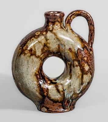 Exceptional Small-Sized Texas Stoneware Ring Jug, attrib. Jefferson S. Nash Pottery and/or Milligan Frazier