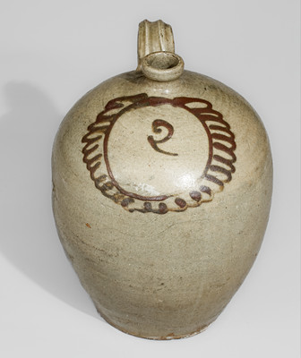 Fine attrib. Thomas Chandler Pottery, Kirksey's Crossroads, Edgefield District, SC Stoneware Jug, c1850