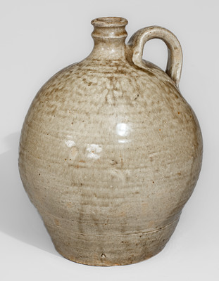 Alkaline-Glazed Stoneware Jug Stamped V, attrib. Pottersville Stoneware Manufactory, Edgefield District, SC