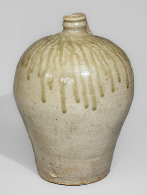 Alkaline-Glazed Stoneware Jug Stamped V, attrib. Pottersville Stoneware Manufactory