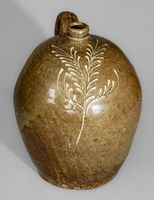 Fine Stoneware Jug w/ Kaolin Slip Decoration, attrib. Collin Rhodes, Edgefield District, SC, c1850