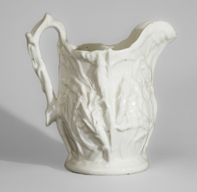 Rare Molded Porcelain Corn Pitcher attrib. Southern Porcelain Company, Kaolin, SC, c1856-60
