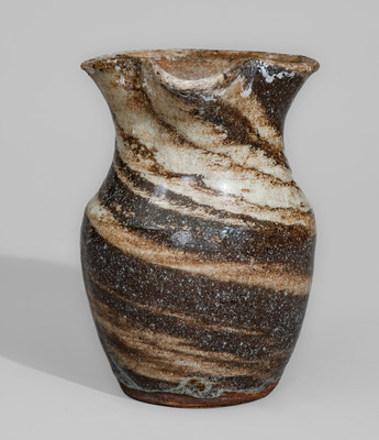 REINHARDT BROS. / VALE, NC Stoneware Pitcher w/ Swirl Pattern, c1935