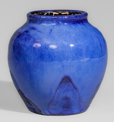 Blue-Glazed OLB (Oscar Louis Bachelder, Omar Khayyam Pottery) Luther, NC Art Pottery Vase, c1920s-30s