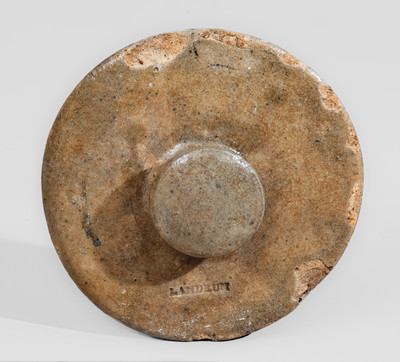 Extremely Rare Stoneware Lid Stamped LANDRUM, probably Pottersville Stoneware Manufactory, c1820s