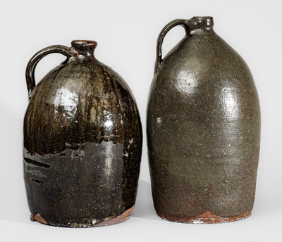Two Alkaline-Glazed Upstate SC Stoneware Jugs, late 19th or early 20th century