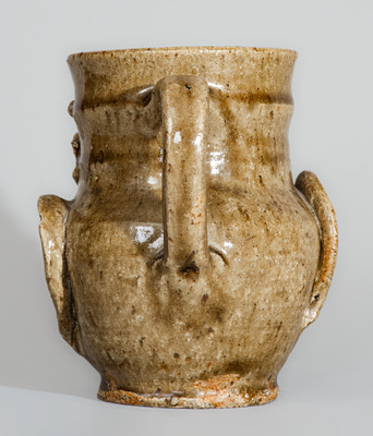 Exceedingly Rare and Important Edgefield District, SC Alkaline-Glazed Stoneware Face Pitcher