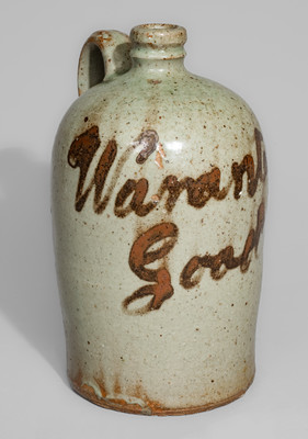 Exceedingly Rare CHANDLER MAKer / "Warranted Good" Half-Gallon Alkaline-Glazed Stoneware Jug