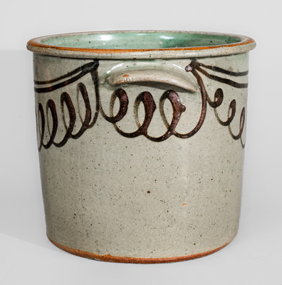 Rare and Fine CHANDLER Alkaline-Glazed Stoneware Crock w/ Iron Slip Decoration, Kirksey's Crossroads