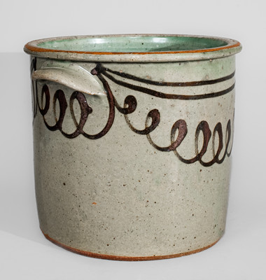 Rare and Fine CHANDLER Alkaline-Glazed Stoneware Crock w/ Iron Slip Decoration, Kirksey's Crossroads
