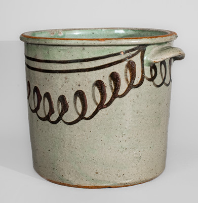Rare and Fine CHANDLER Alkaline-Glazed Stoneware Crock w/ Iron Slip Decoration, Kirksey's Crossroads