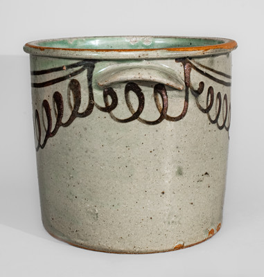 Rare and Fine CHANDLER Alkaline-Glazed Stoneware Crock w/ Iron Slip Decoration, Kirksey's Crossroads