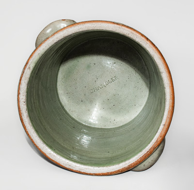 Rare and Fine CHANDLER Alkaline-Glazed Stoneware Crock w/ Iron Slip Decoration, Kirksey's Crossroads